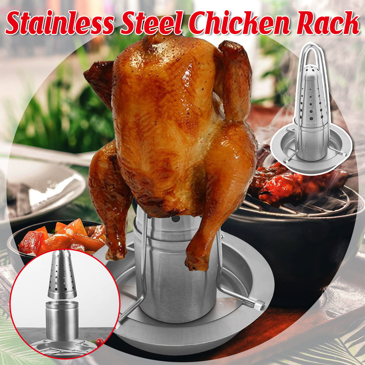 V528-CHICKEN-GRILL-688927-202509251525-00 Stainless Steel Chicken Grill Outdoor BBQ Roaster Rack Portable Multi Functional - Image 1