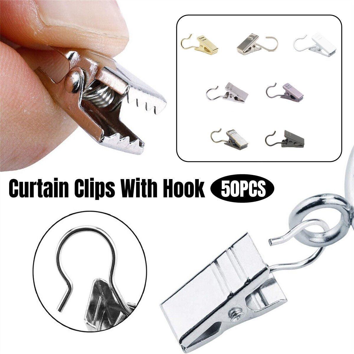 V528-CLAMP-BLACK-50PCS-422930-202510011145-00 50PCS Stainless Steel Curtain Clip Hooks Strong Load-bearing Shower Accessories - Black - Image 1