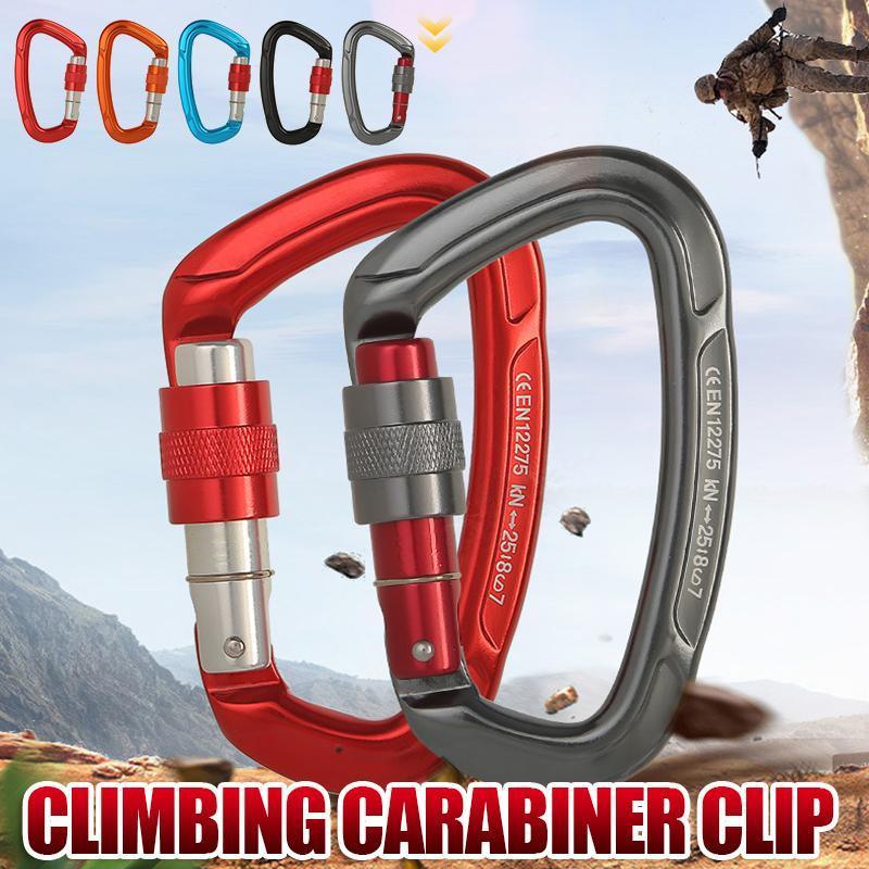 V528-CLIMBINGDRINGBUCKLE-BLUE-437768-202509302018-00 25KN Screwgate Locking Rock Climbing Carabiner Clip Aluminum D Ring Hook Buckle - Blue - Image 1