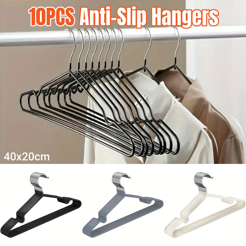 V528-COAT-HANGER-10PCS-WHITE-611424-202510010309-00 Clothes Hangers 10 Pack Anti Slip Plastic Hanger Clothes Rack Organizer - White - Image 1