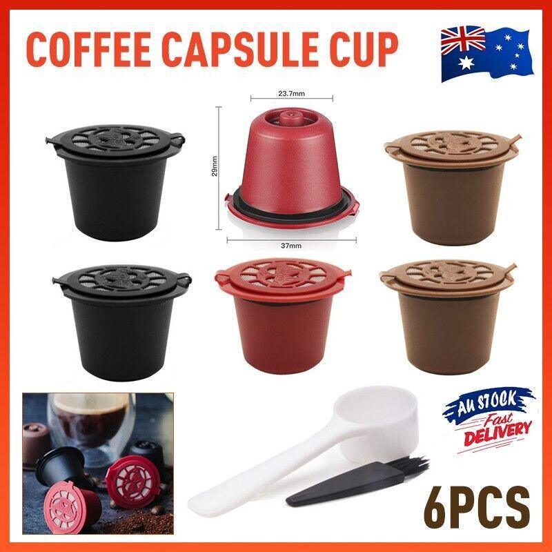 V528-COFFEECAPSULECUP-6PCS-23520-202509251221-00 6Pcs For Nespresso Maker Machine Reusable Filter Coffee Capsule Pods - Image 1
