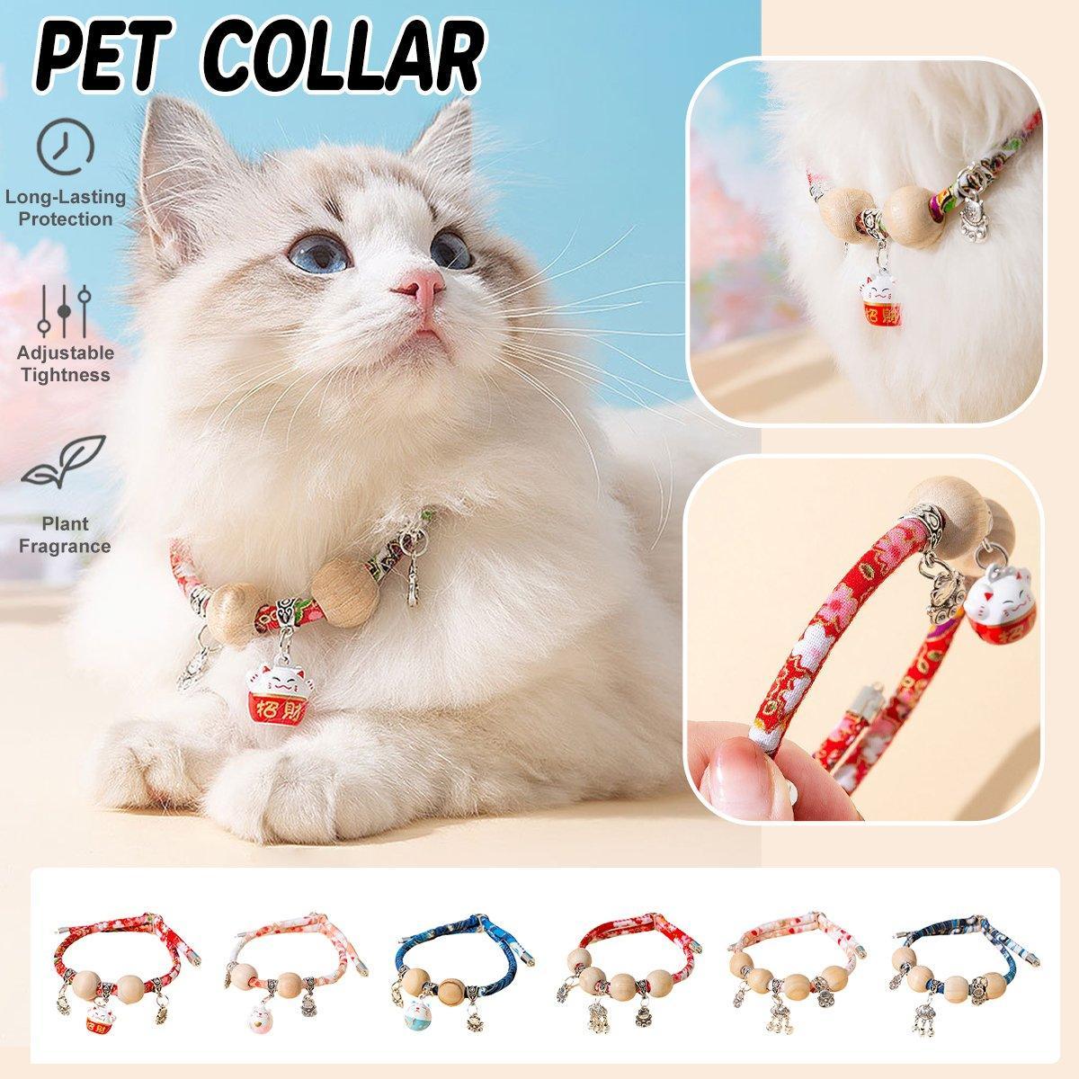 V528-COLLAR-CMS-PINK-XS-864426-202510010518-00 Camphor Wood Bead Collar with Bell Necklace for Cats and Dogs Pet Accessories - Pink-Longevity Lock - Image 1