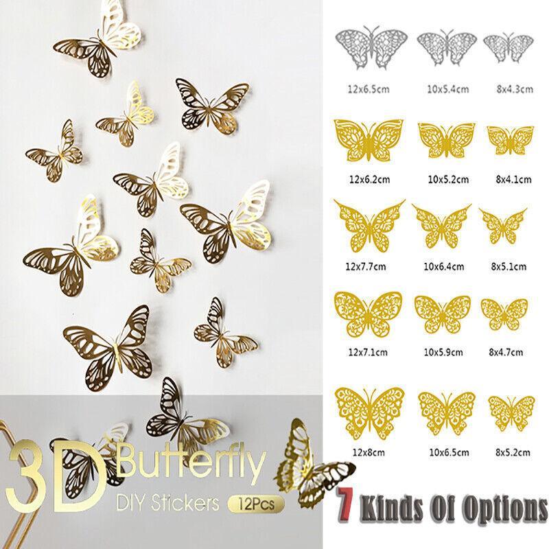 V528-COLOUR-760282209-202510010954-00 12X 3D Butterfly Wall Decals Stickers Removable Kids Nursery Decoration - 7602 - Image 1