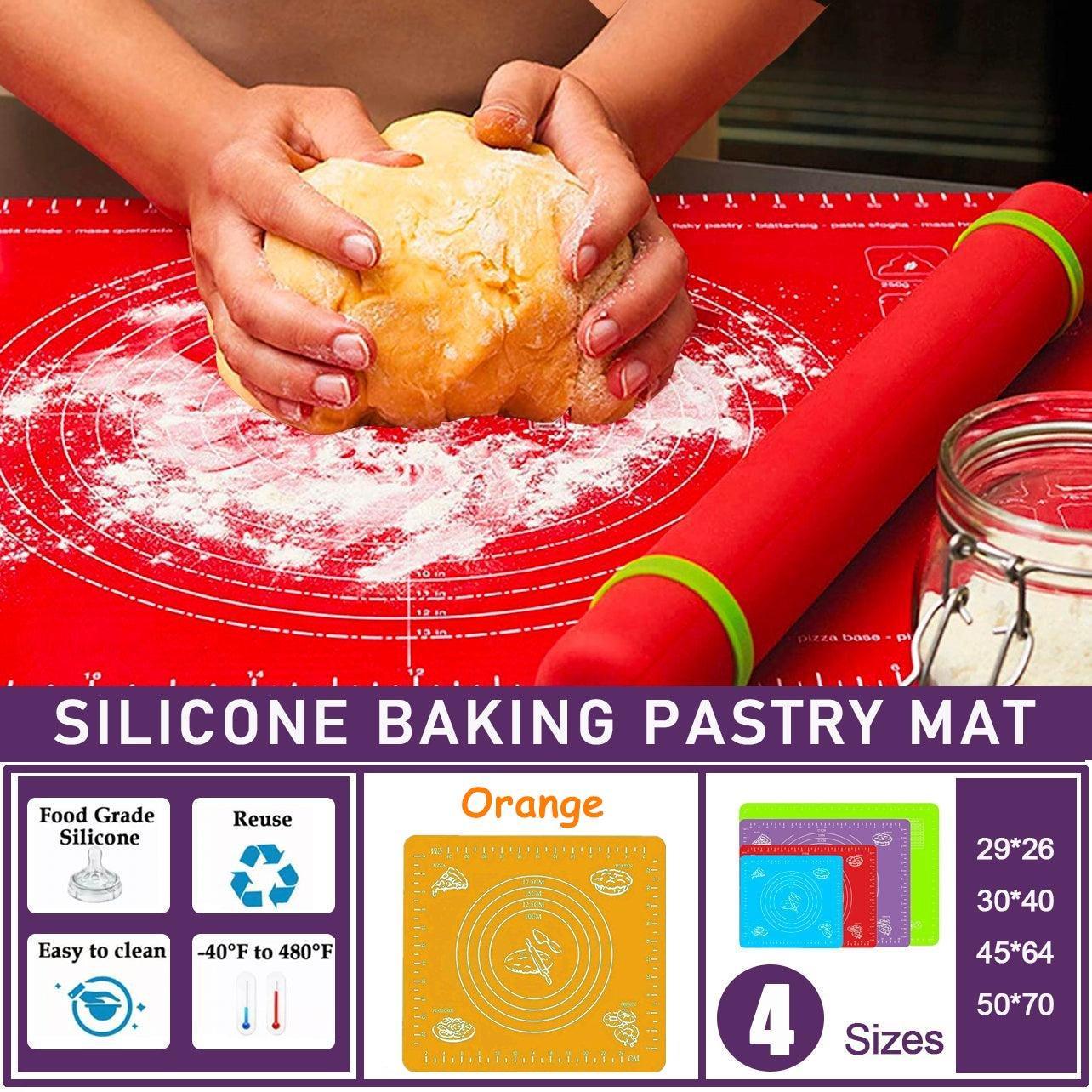 V528-COLOUR-ORANGE-SIZE-40-30CM34698-202509301636-00 Orange Reusable Non-Stick Silicone Rolling Dough Mat Cake Pastry Baking Fondant Sheet - 40*30cm - Image 1
