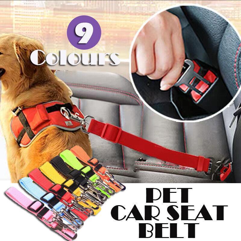 V528-COLOUR-YELLOW60276-202510010054-00 Adjustable Pet Harness Lead for Car Travel with Clip Attachment Nylon Restraint Strap - Yellow - Image 1