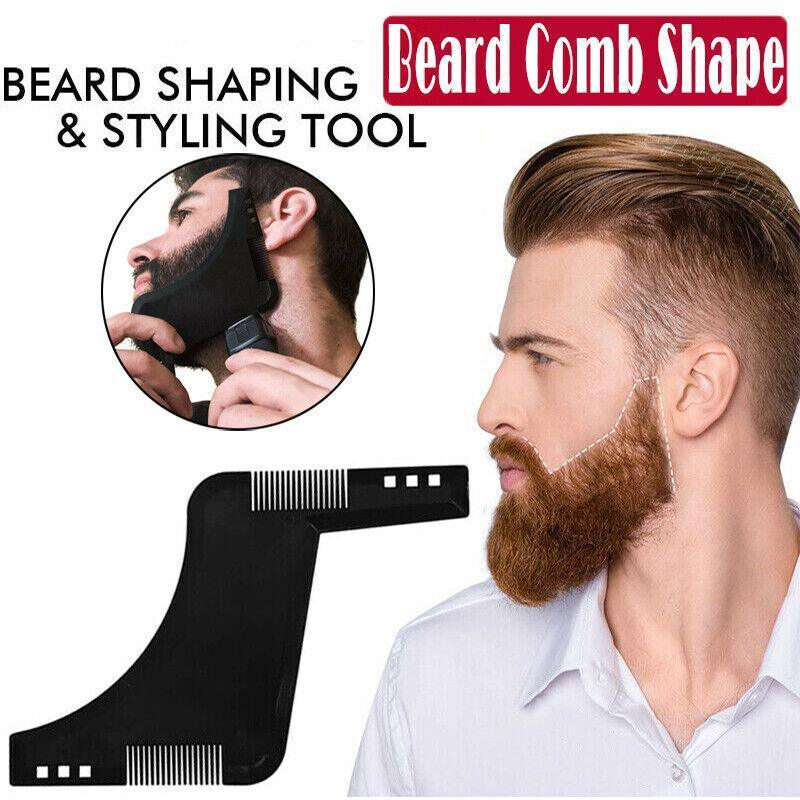 V528-COMB-BLACK-454621-202509251226-00 Beard Shaping Styling Template Comb Tool for Trimming Jawline Mustache Sideburns - Image 1