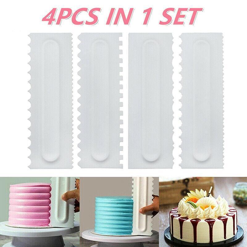 V528-CREAMYCOMB-2829157-456519-202509251430-00 4Pcs Cake Decorating Icing Smoother Edge Frosting Scraper Comb Pastry Spatulasau - Image 1