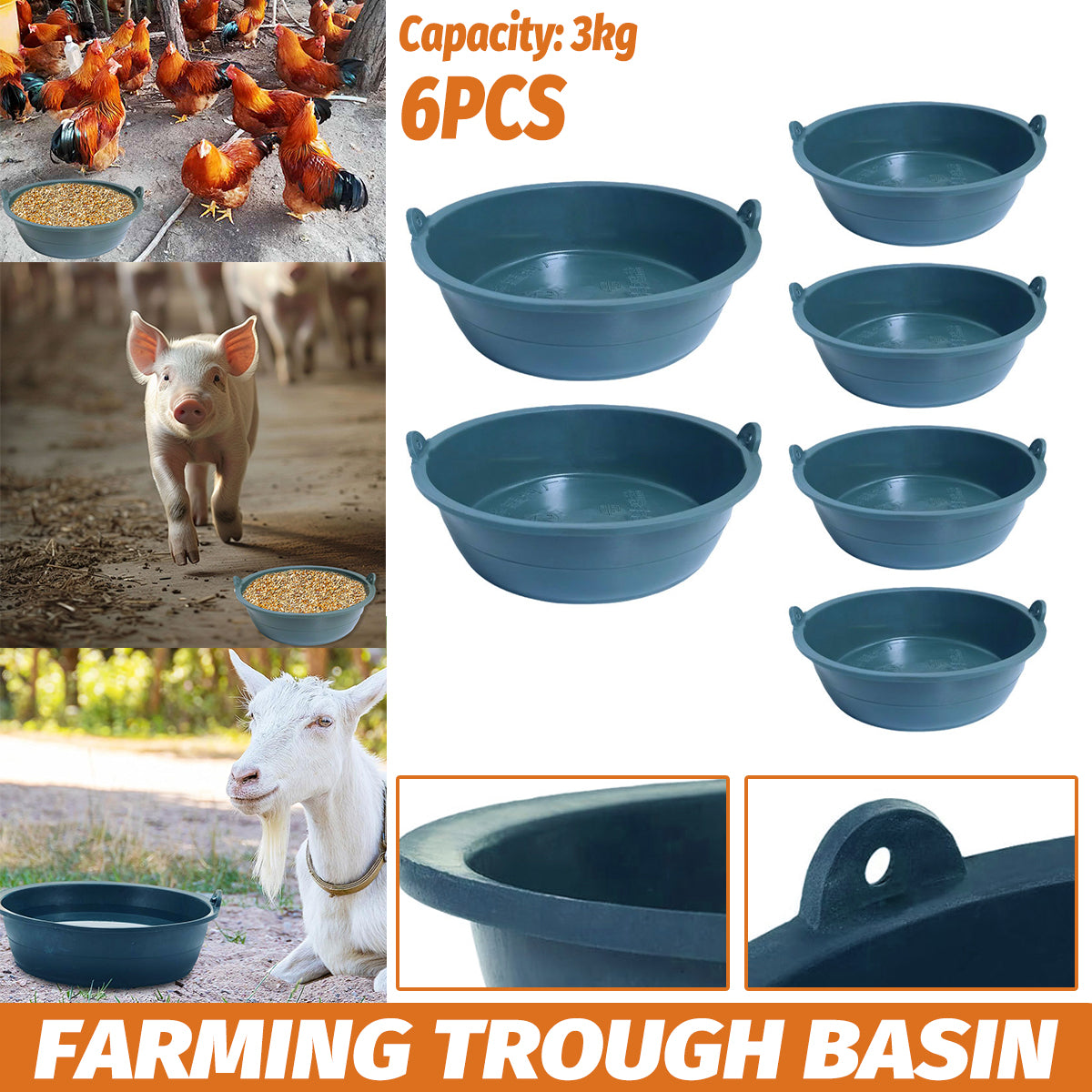 V528-CULTURE-POT-S-6PCS-772758-202509291718-00 Chicken Feeding Basin 6pcs Plastic Breeding Trough Bowl Farm Feeder Container - Image 1