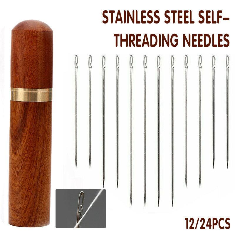 V528-DARNINGNEEDL-12PCS-847126-202509302336-00 Stainless Steel Self-Threading Needles Opening Sewing Darning Needles 12/24 Pcs - 12PCS - Image 1