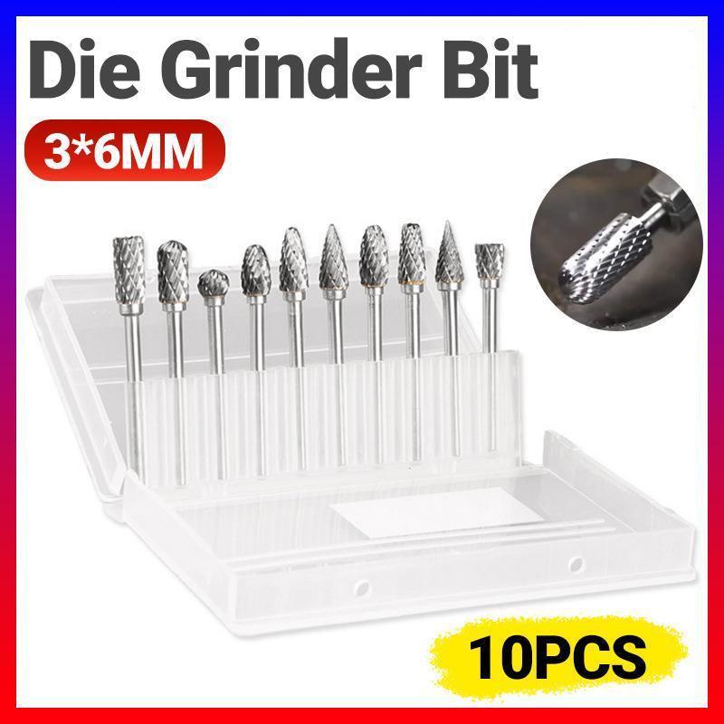 V528-DIEGRINDERBIT-825231-202509291618-00 10Pcs Tungsten Steel Carbide 6mm Rotary Burr Set for Die Grinder - Image 1