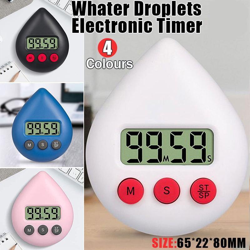 V528-DIGITALTIMER-BLUE-677109-202509301700-00 Water Drop Digital Timer Kitchen Study Alarm Countdown Electronic Clock 4 Colours - Blue - Image 1