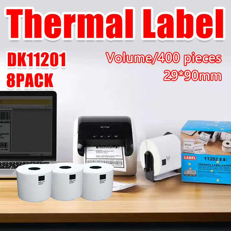V528-DK-11201-8ROLL-46567-202509251221-00 8 Rolls Compatible Brother Dk11201 400 Address Labels 29X90Mm Ql570 Ql700 Ql1050 - Image 1