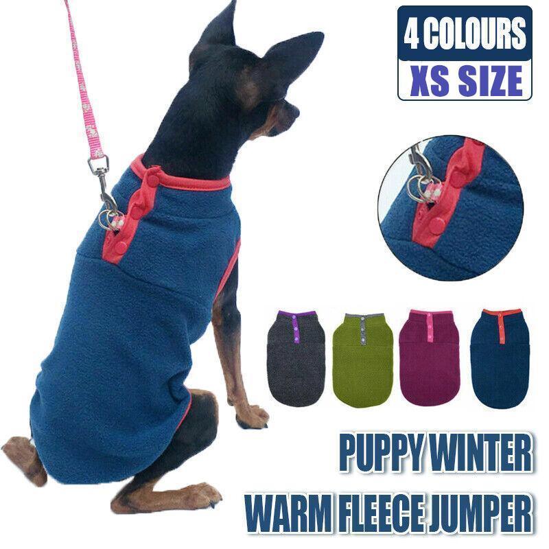 V528-DOGCLOTHING-GREEN-S-52159-202510011145-00 XS Pet Dog Puppy Winter Warm Fleece Jumper Vest Coat Jacket Apparel Clothes - Green - Image 1