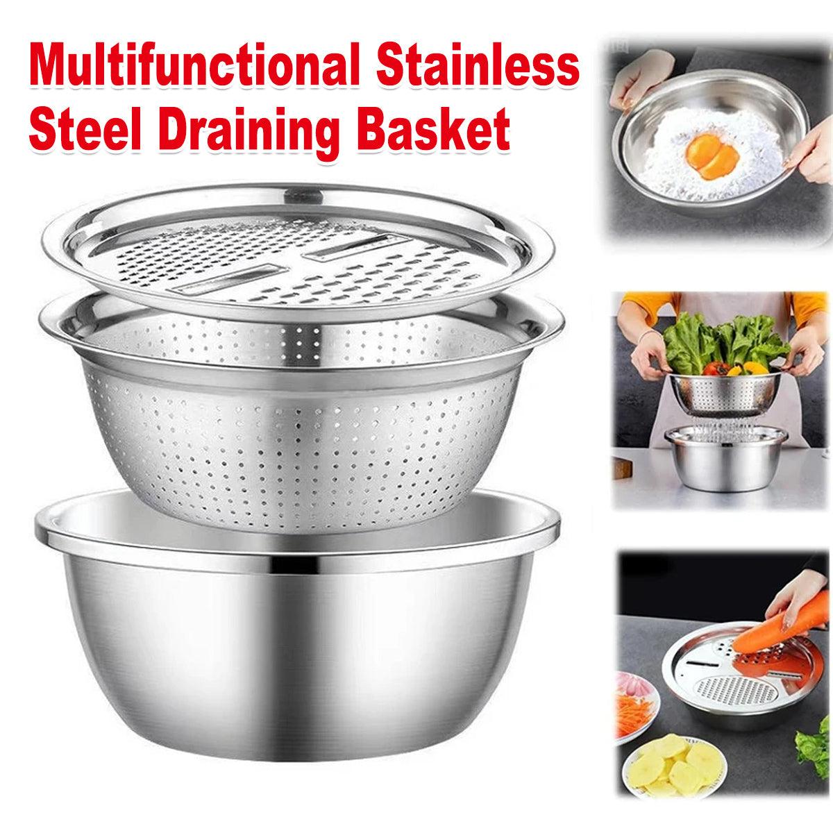 V528-DRAIN-BASKET-3PCS-790458-202509251330-00 Multifunctional 201 Stainless Steel Basin 3 in 1 Colanders Basin Mixing Bowl Set - Image 1