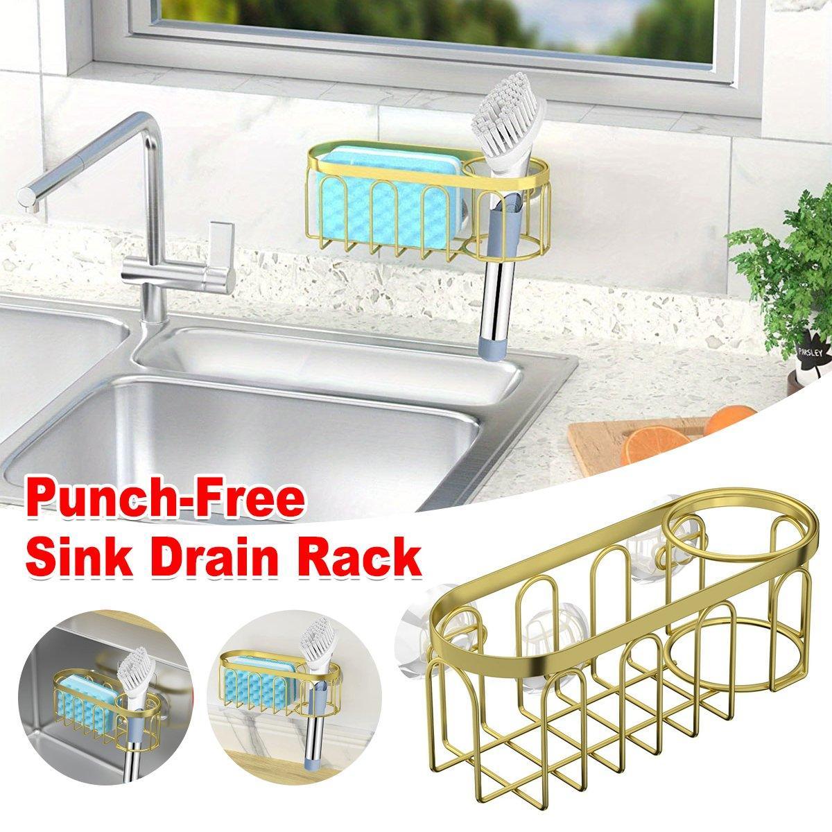 V528-DRAIN-RACK-850099-202509250932-00 Punch Free Kitchen Sponge Brush Drain Rack Utensil Holder Suction Sink Storage - Image 1