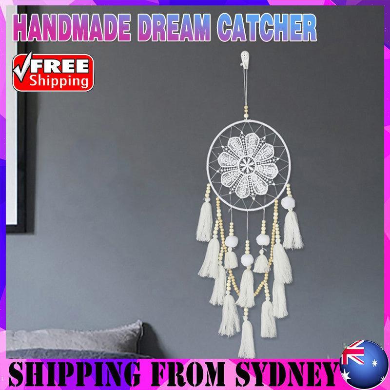 V528-DREAMCATCHER-WHITE-416930-202509291445-00 Handmade Dream Catcher Natural Macrame Hairball Art Wall Hanging Room Home Decor - Image 1
