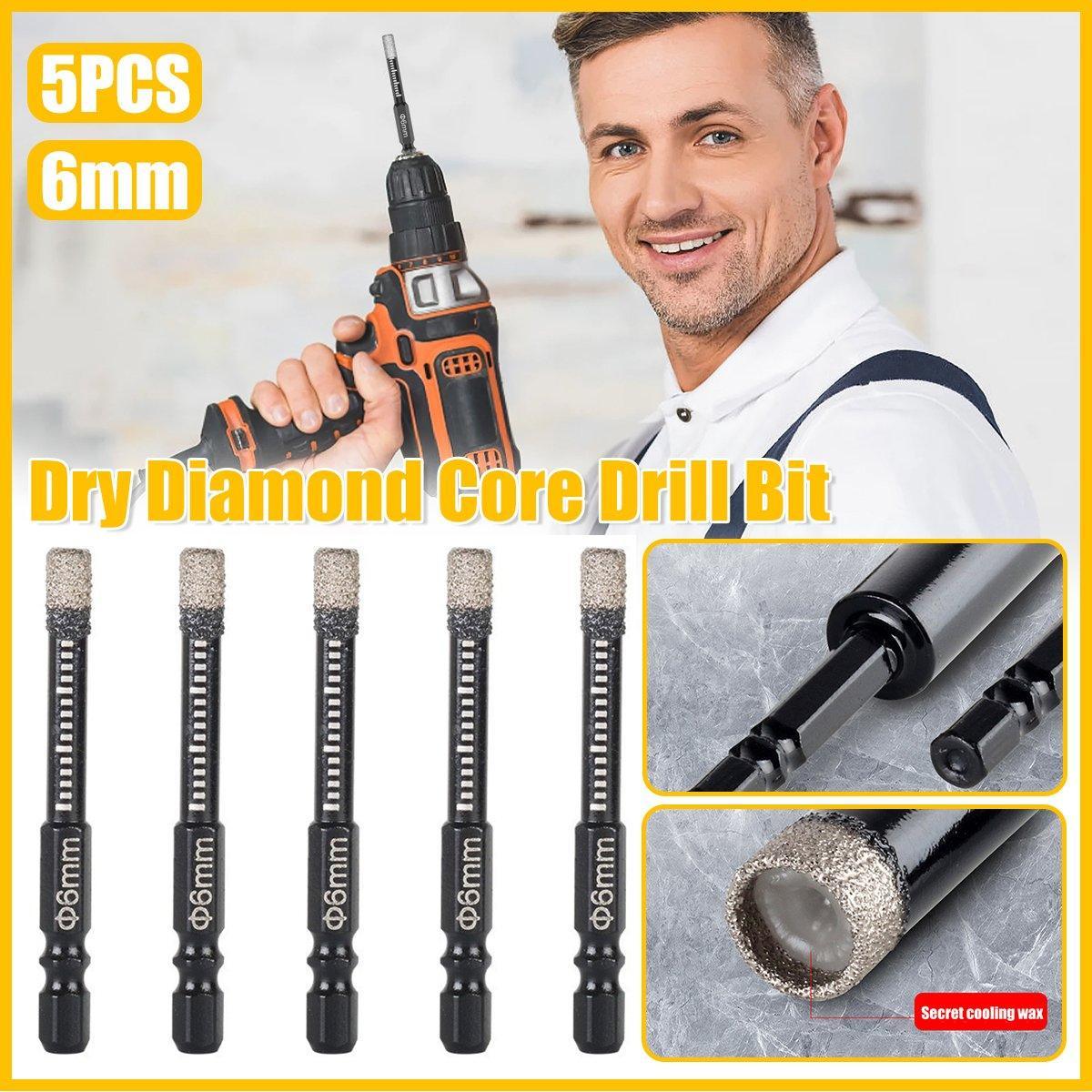 V528-DRILL-BIT-5PCS-626672-202509291427-00 5Pcs Dry Diamond Core Drill Bit 6mm HoleSaw Cut Marble Tile Porcelain Granite - Image 1
