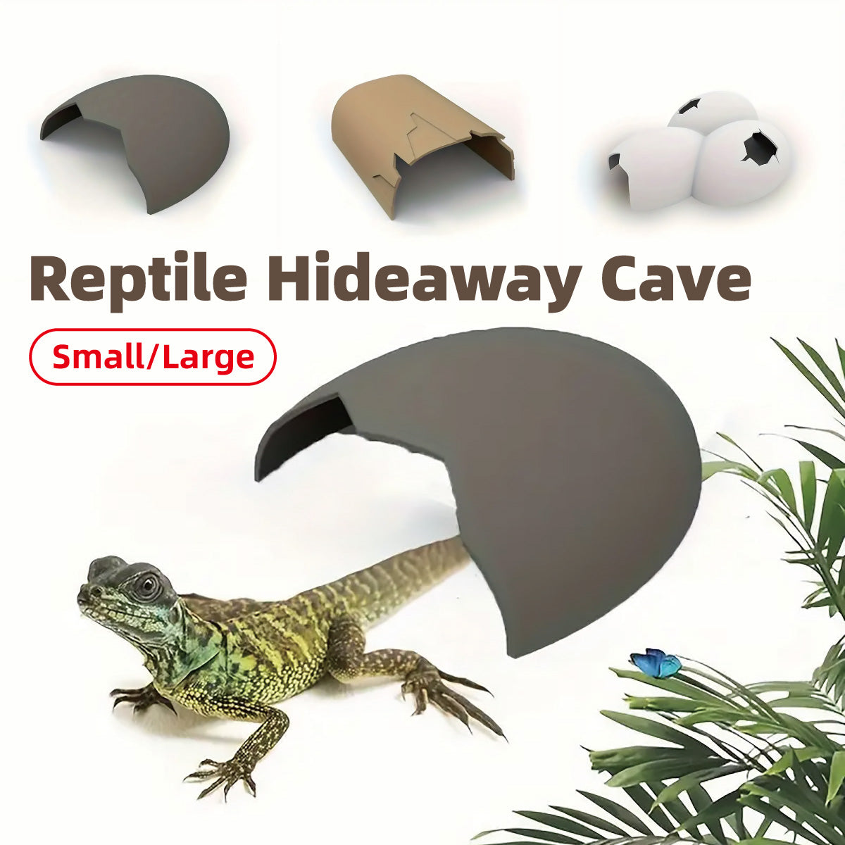 V528-EGGSHELL-NA-01-709282-202509302255-00 Reptile Hideout Plastic Cave Decorative Shelter for Lizard Snake Spider Habitat - Conjoined eggshell - Image 1