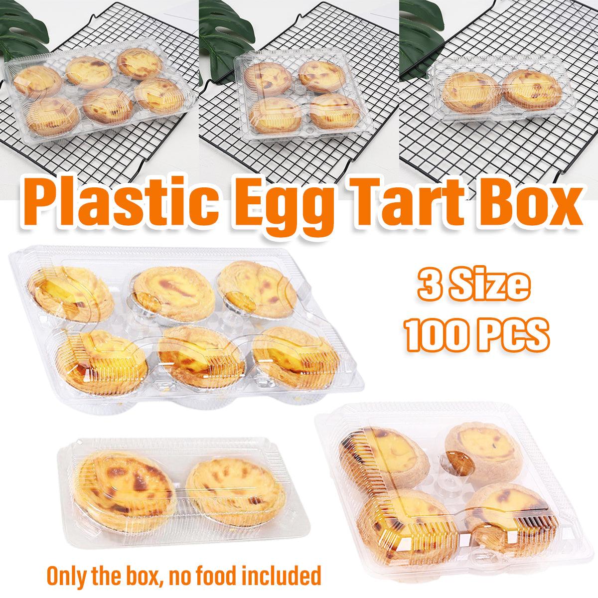 V528-EGGTART-BOX-2-100PCS-292519-202509301618-00 100PCS Transparent Plastic Egg Tart Box Disposable Bakery Packing Container - 9.5x18cm - Image 1