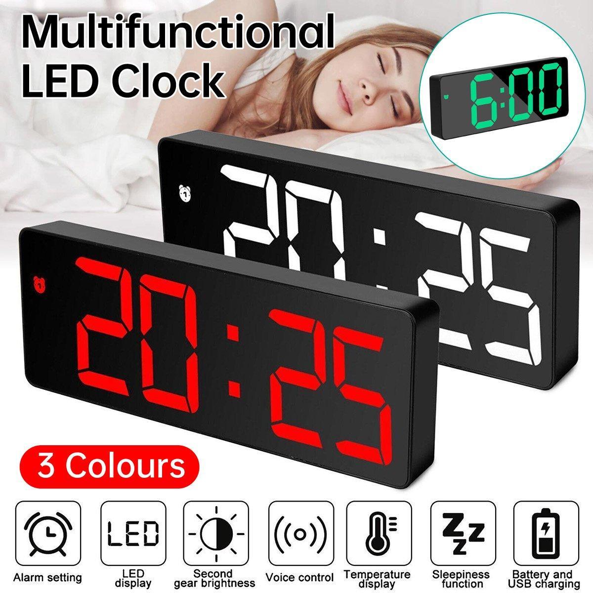 V528-ELECTRONIC-CLOCK-GREEN-300500-202510010418-00 LED Digital Alarm Clock Large Display Dual Power Options Home Office Decor - Green - Image 1