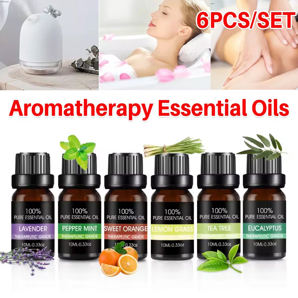 V528-ESSENTIAL-OILS-6PCS-530006-202509251446-00 Essential Oil Set 6 Bottles Plant Aromatherapy Oils Natural Scent for Diffuser - Image 1
