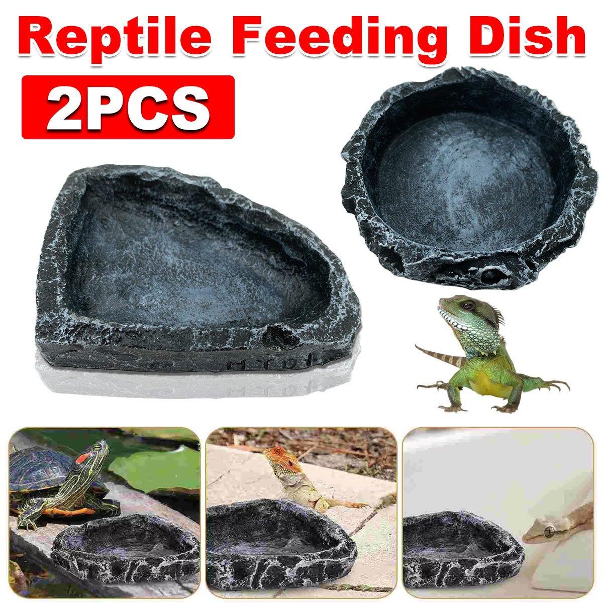 V528-FEEDER-2PCS-774125-202509251031-00 2 Pack Reptile Water Dish Food Bowl Rock Worm Feeder for Leopard Gecko Lizard - Image 1