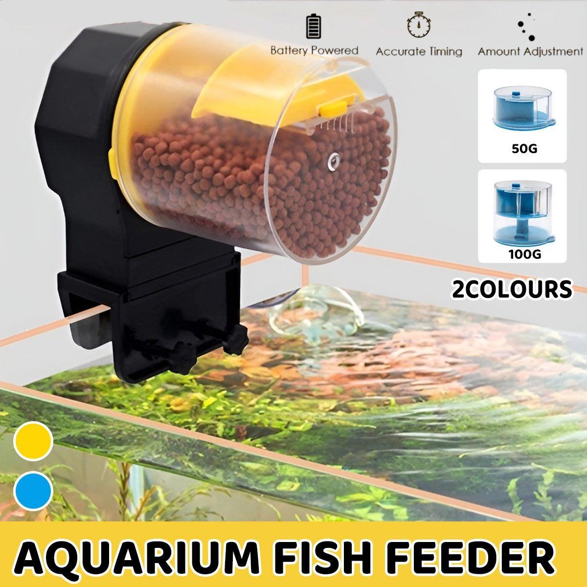 V528-FEEDER-YELLOW-744880-202510010745-00 Intelligent Automatic Fish Feeder for Aquarium Large Capacity Timing Feeder - Yellow - Image 1