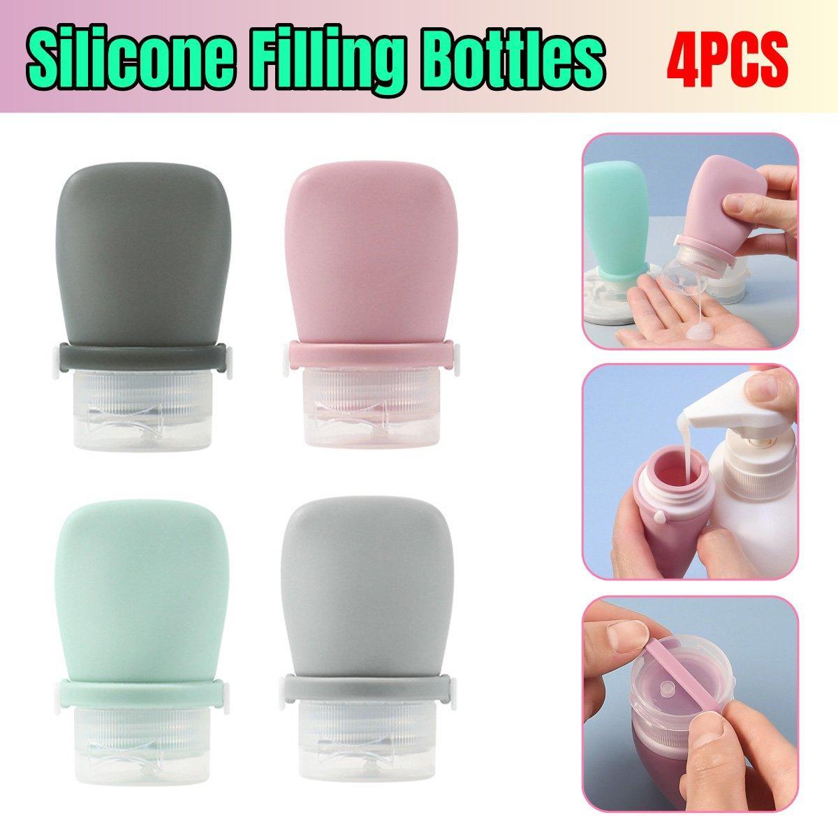 V528-FILLING-BOTTLE-4PCS-30ML-123616-202509251226-00 4pcs Travel Storage Bottles Set Refillable Silicone for Shampoo Lotion Cosmetics - Image 1