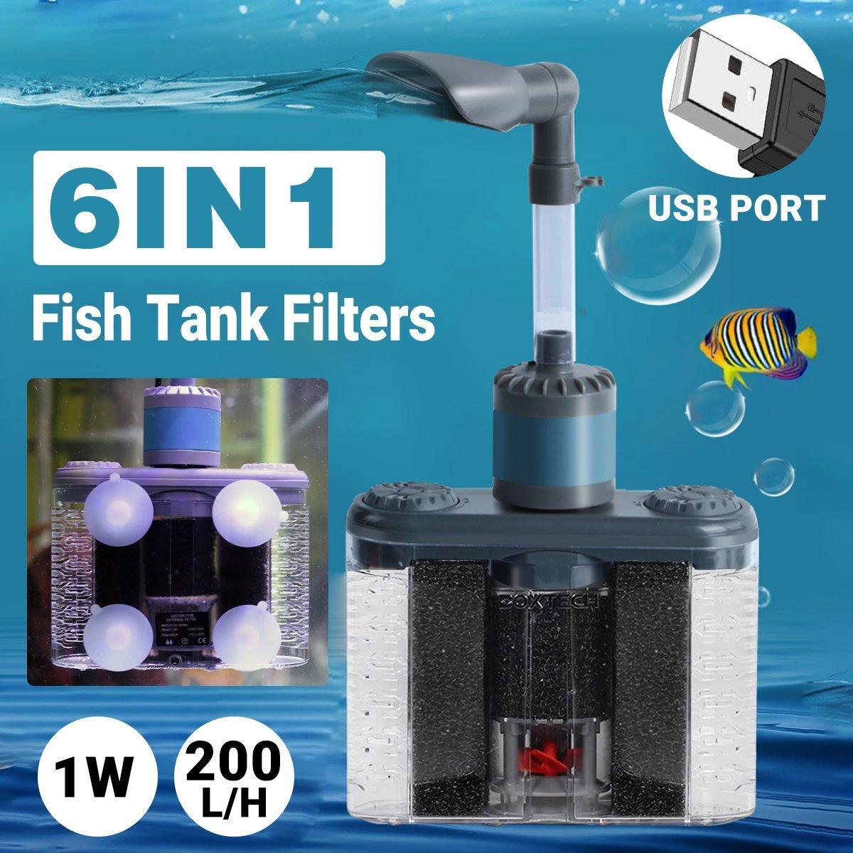 V528-FILTER-230588-202509251655-00 Aquarium Six in One Filter Reverse Air Lift Suction Aeration Wave Maker System - Image 1