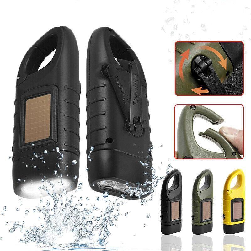 V528-FLASHLIGHT-BLACK-91922-202509251503-00 Hand Crank Solar Powered Rechargeable Led Camping Emergency Flashlight - Black - Image 1