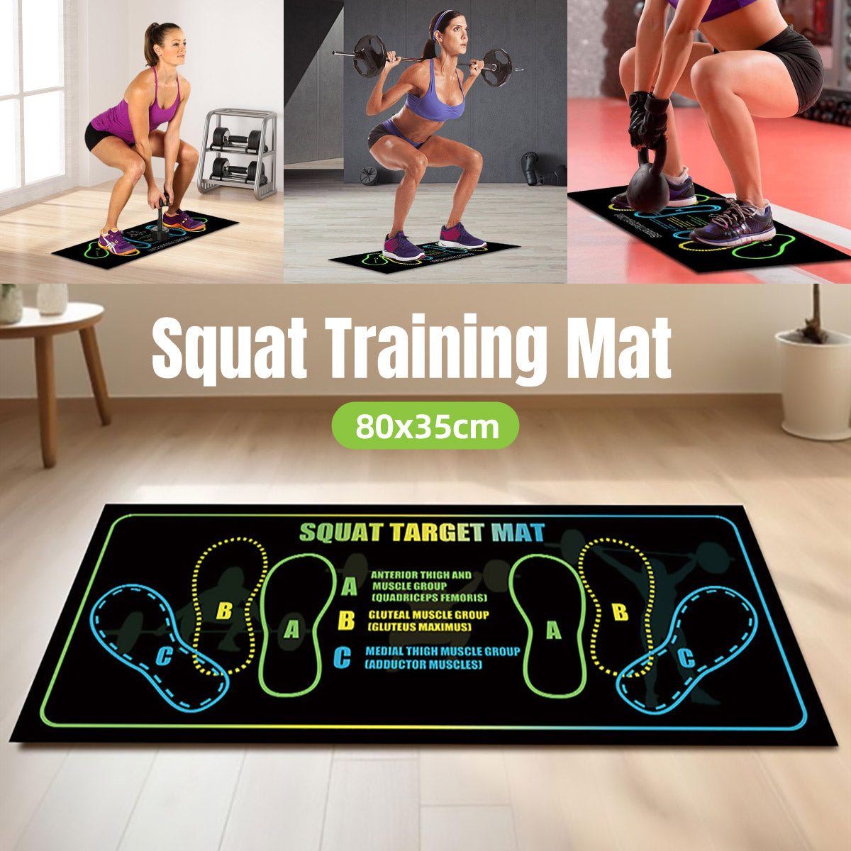 V528-FLOOR-MAT-35-80CM-495951-202509291627-00 Squat Mat Fitness Mat Non Slip Mat Thick Floor Mat Home Gym Exercise Workout - Image 1