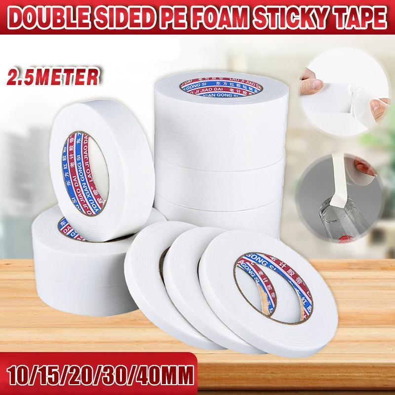 V528-FOAMDOUBLETAPE-15MM-1PC-393354-202509190941-00 Double Sided White PE Foam Sticky Tape Mounting DIY Craft Strong Adhesive 2.5m - 15mm*2.5m - Image 1