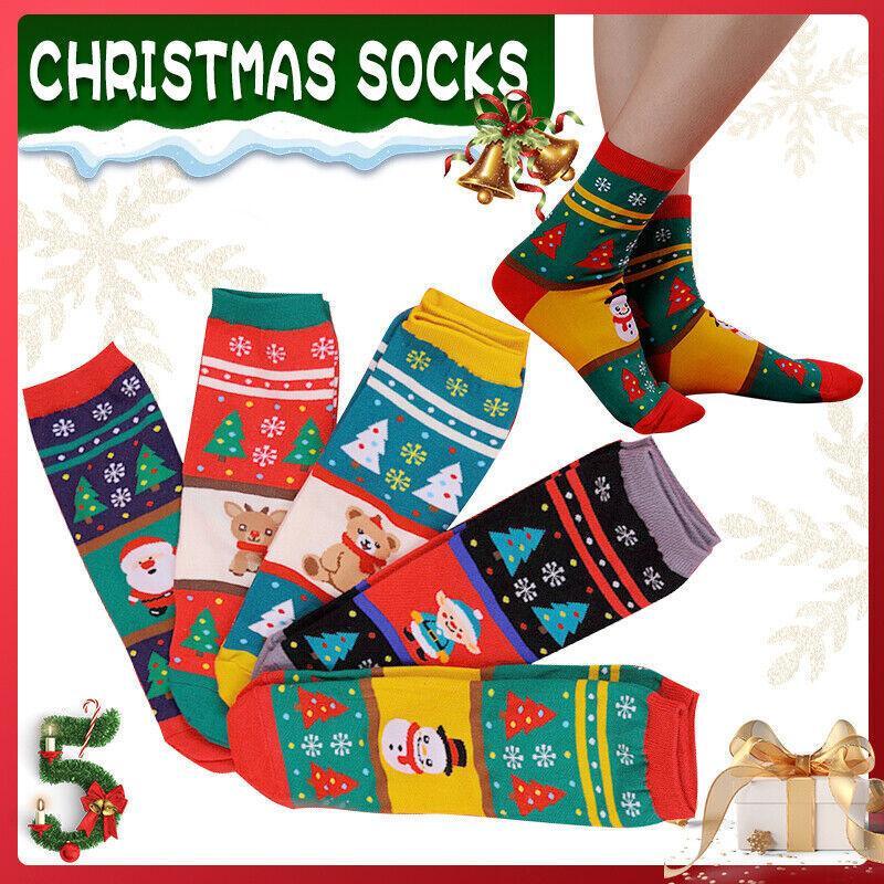 V528-GIFTSTOCK-DEER-262660-202510011109-00 Christmas Socks Santa Reindeer Snowman Pattern Xmas Party Gift Stockings - Deer - Image 1