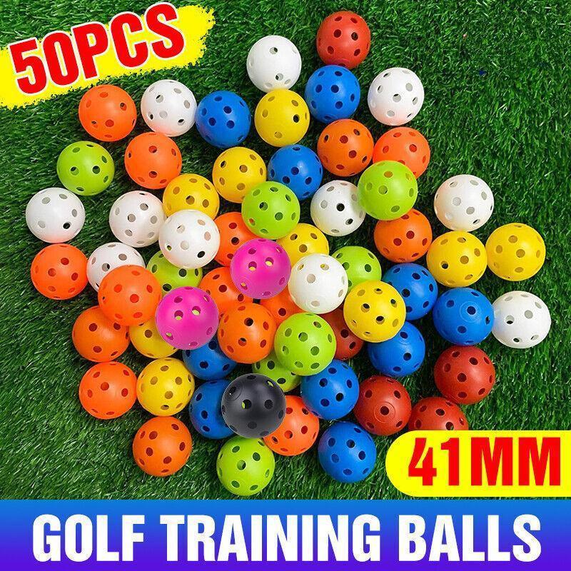 V528-GOLFBALL-50PCS-374510-202509251336-00 50PCS Plastic Whiffle Airflow Hollow Golf Practice Training Balls Golf Sport - Image 1