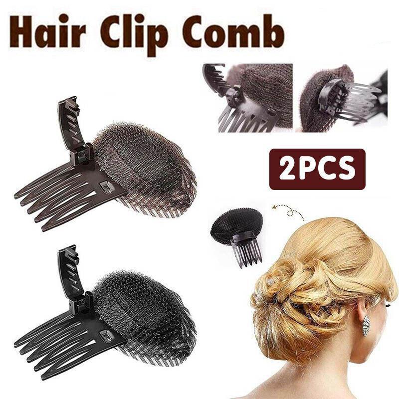 V528-HAIRDRESSER-COFFEEBLACK-79844-202509291900-00 2Pcs Diy Invisible Hair Volume Increase Fluffy Puff Sponge Pad Clip Comb Girls - Image 1