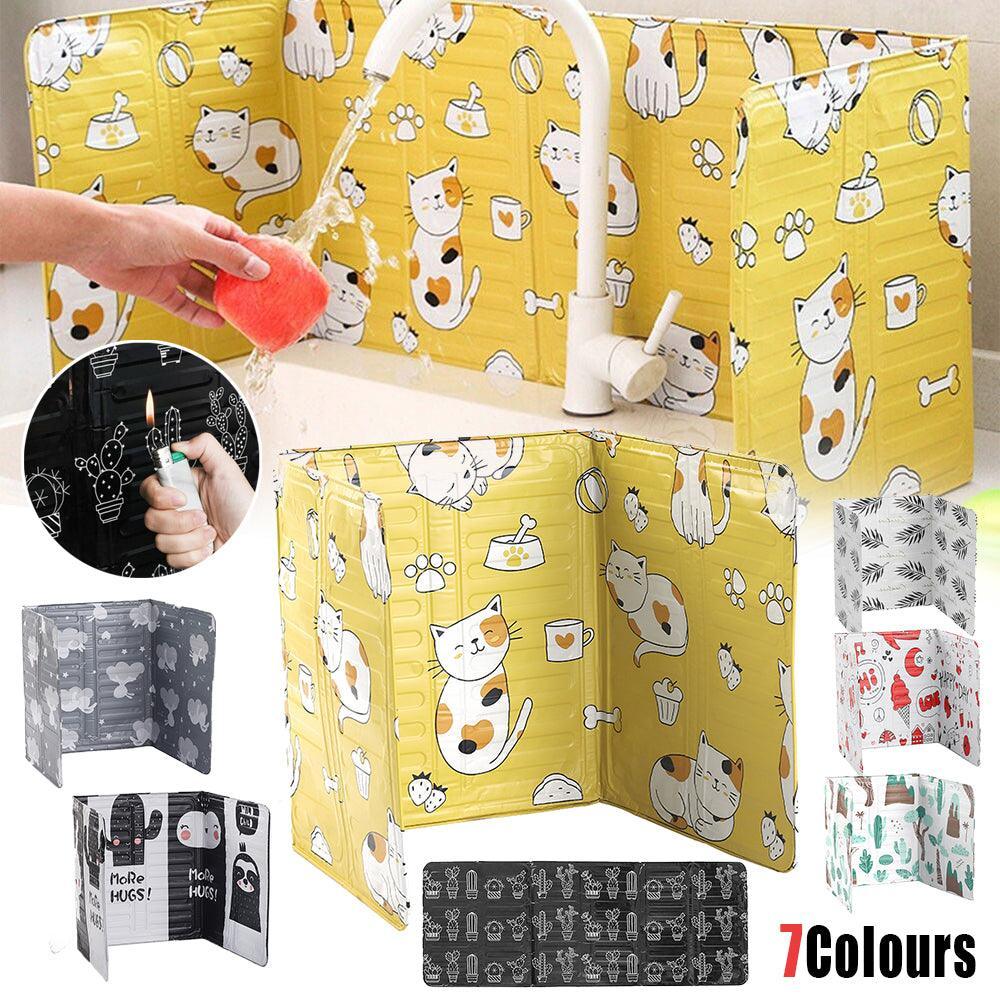 V528-HEATINSULATION-CACTUS-57888-202510010136-00 Kitchen Oil Splash Guard Wall Foil Protector Stove Cover Removable Baffle Screen - Black Cactus - Image 1