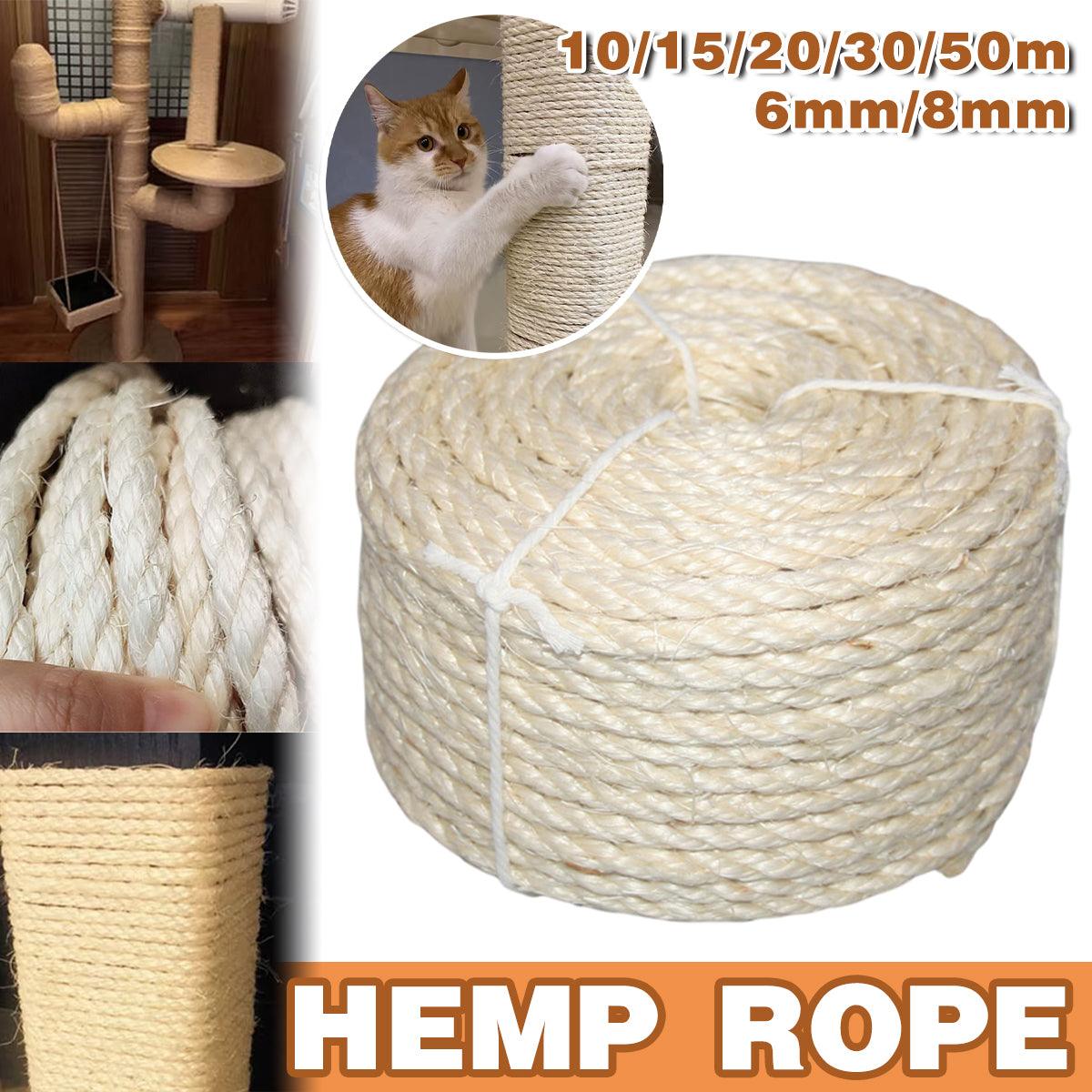 V528-HEMP-ROPE-WHITE-6-50-337748-202510010209-00 Vintage Burlap Rope Woven DIY Cat Climbing Scratch Rope 6-8mm Home Decoration - 6mm x 50m - Image 1