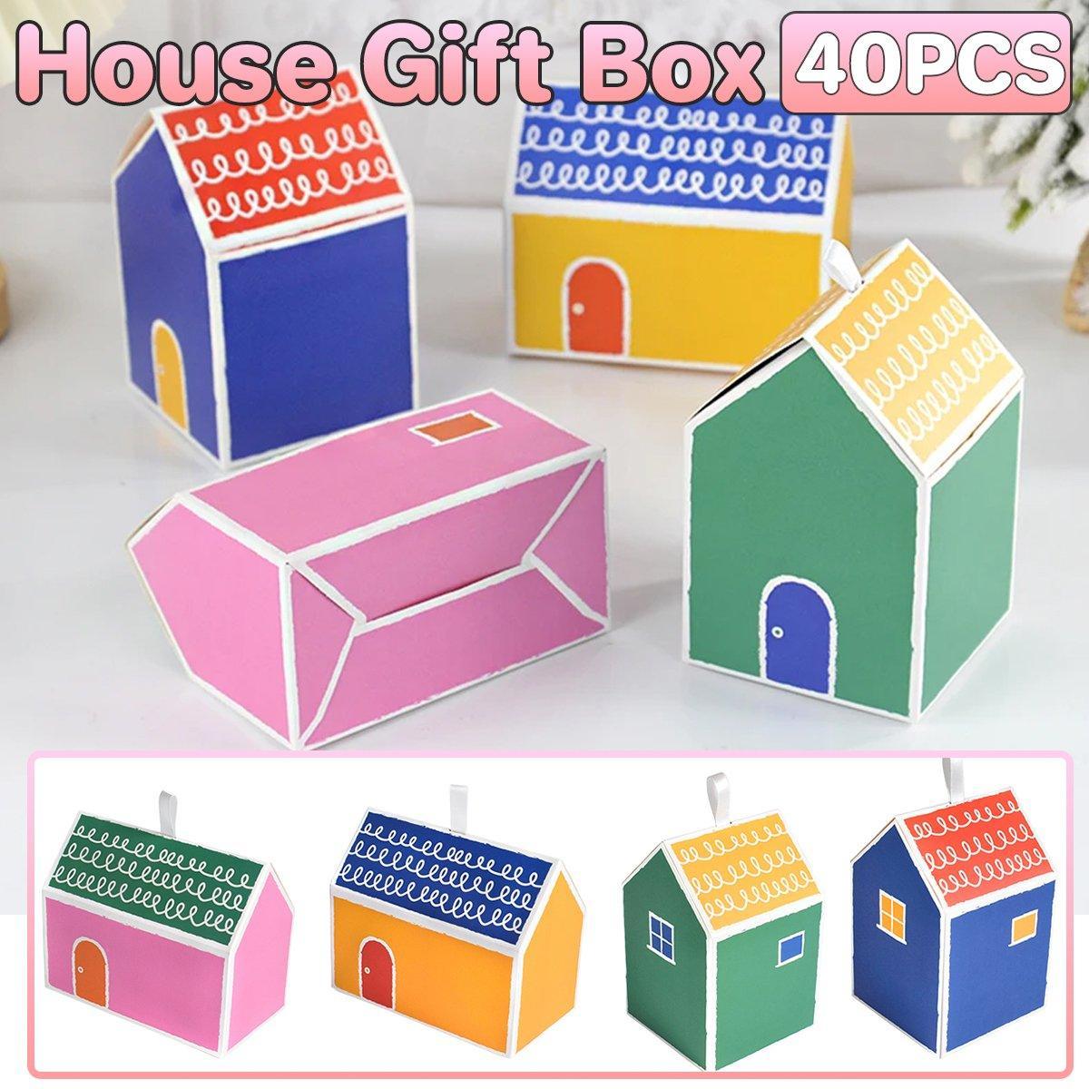 V528-HOUSE-BOX-40PCS-215961-202509291609-00 40PCS Colorful Small House Gift Boxes Candy Packing Party Favors Treat Box - Image 1
