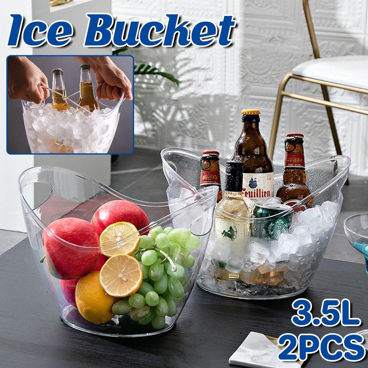 V528-ICE-BUCKET-2PCS-114879-202509291509-00 2PCS Transparent 3.5L Ice Bucket Large Capacity Wine Beer Cooler Picnic Basket - Image 1