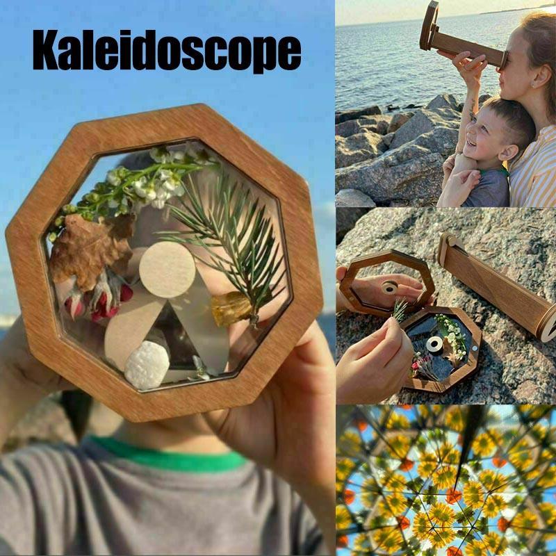 V528-KALEIDOSCOPE-090087-202509251246-00 Handmade Wooden DIY Kaleidoscope Kit Outdoor Craft Toy Gift for Early Learners - Image 1
