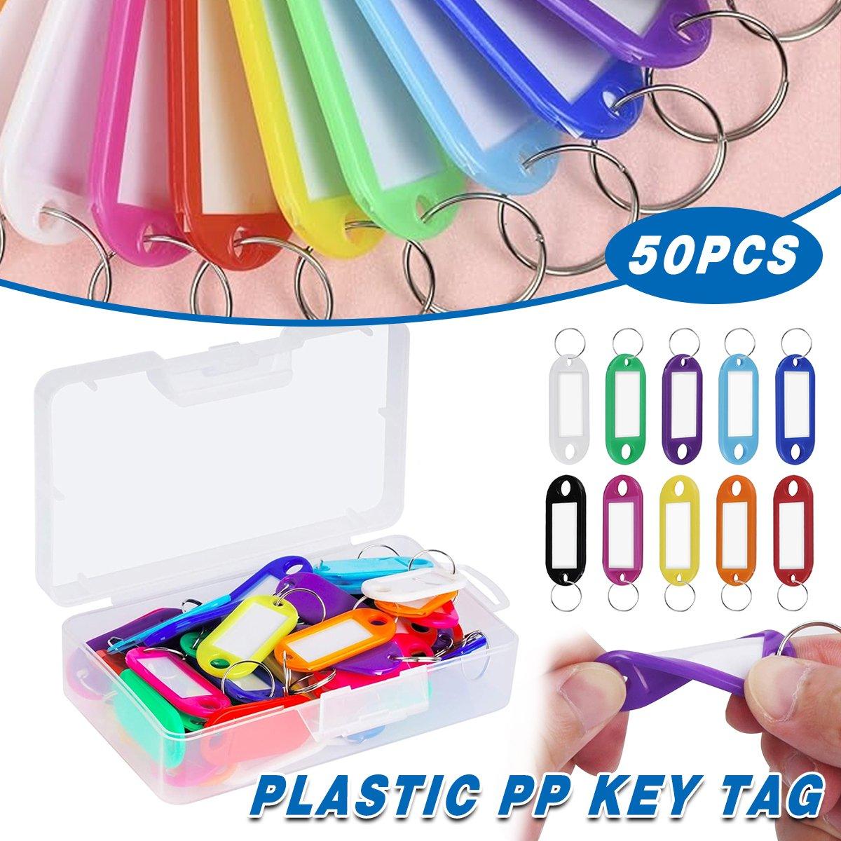 50pcs Colourful Boxed Key Tags Luggage ID Marker Labels Organiser Tag Holder