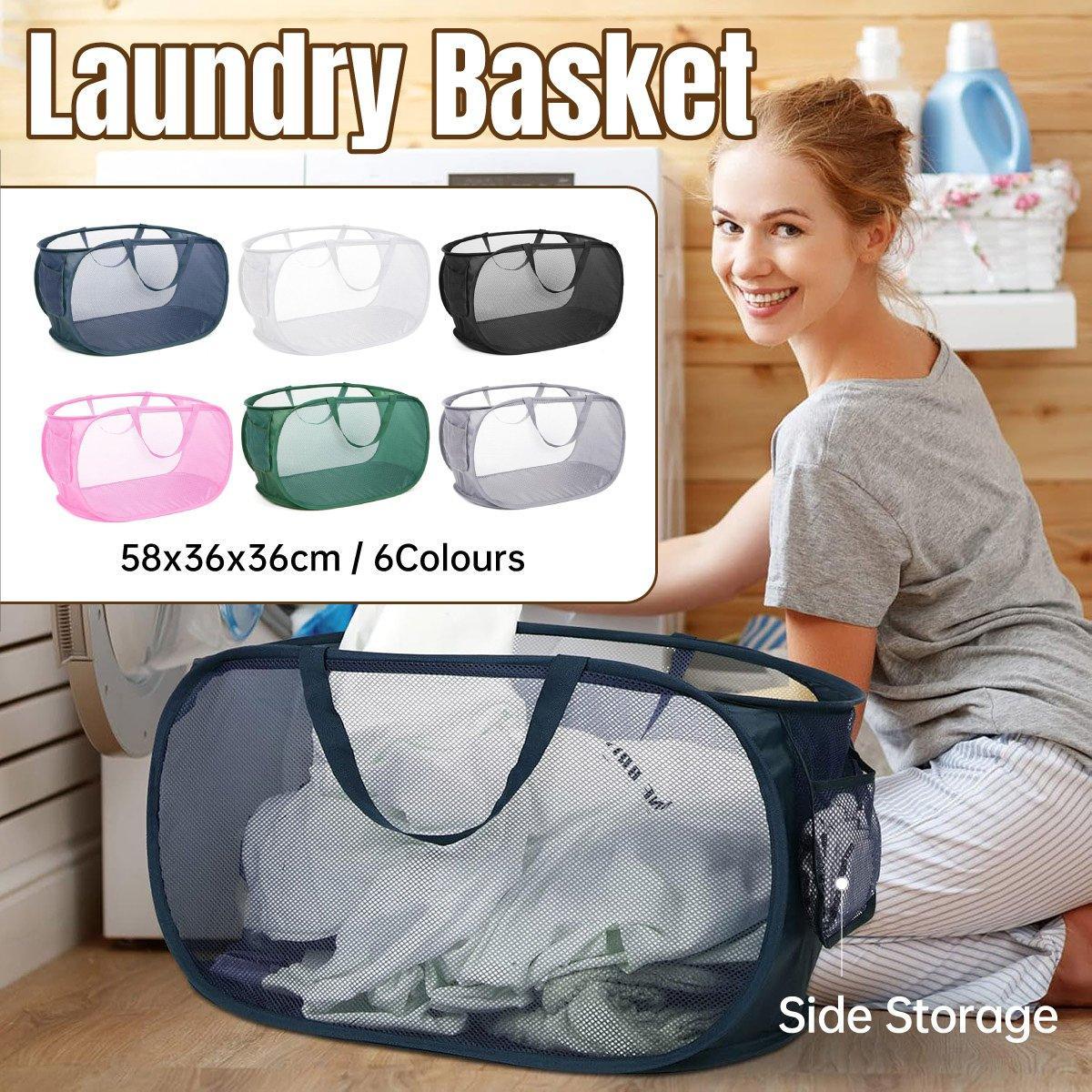 V528-LAUNDRY-BASKET-PINK-981086-202509302000-00 Large Folding Laundry Basket Collapsible Storage Organizer Dirty Clothes Hamper - Pink - Image 1