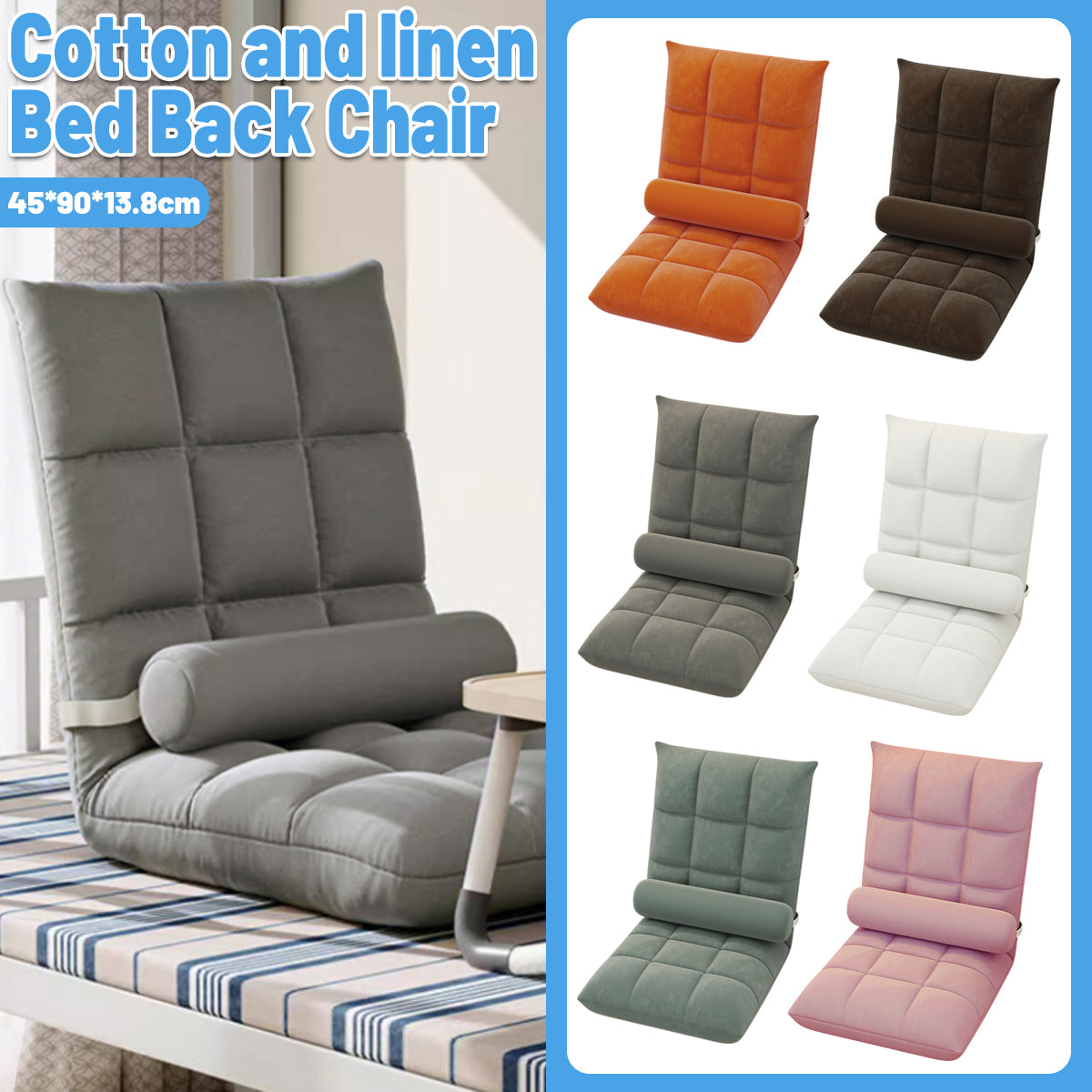 V528-LAZY-COUCH-CYAN-589925-202510010418-00 Artiss Floor Lounge Sofa Bed Chair with Lumbar Pillow Folding Adjustable Cushion - Cyan - Image 1