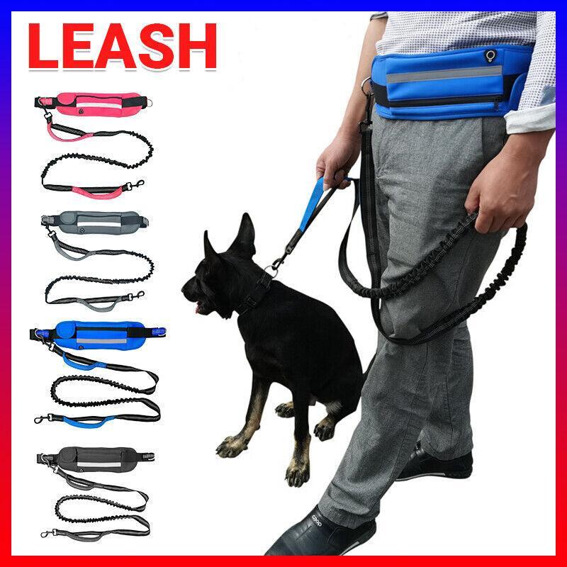 V528-LEASH-BLACKBLUE-144818-202510010146-00 Adjustable Hands Free Dog Leash Lead + Waist Bag Belt Jogging Walking Running - Black + Blue - Image 1