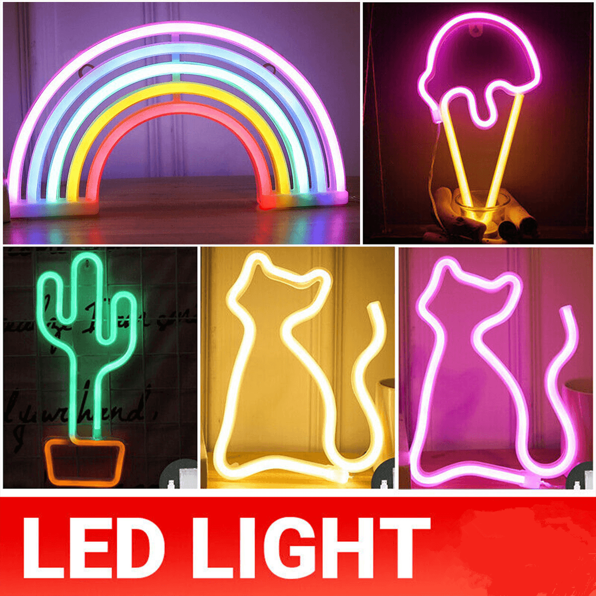 V528-LEDLIGHT-CATWARM-709918-202510011154-00 LED Rainbow Neon Light Lamp for Bedside Night Room Wall Home Decoration - Cat Warm - Image 1