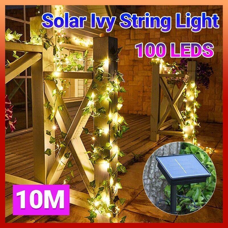 V528-LEDRATTANLAMP-977774-202509291809-00 10M Solar Ivy Vine Fairy Lights - 100 LEDs for Outdoor Garden Walls - Image 1