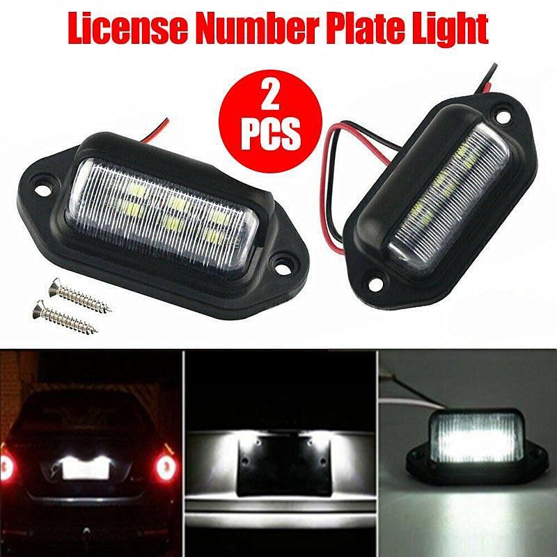 2PCS 6 LEDs License Number Plate Light Lamps For Truck SUV Trailer Lorry 12/24V