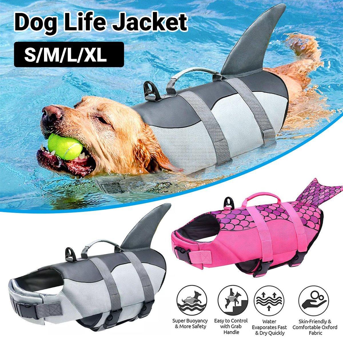 V528-LIFE-JACKET-GREY-XL-410268-202510010309-00 Pet Life Jacket Dog Swim Vest Outdoor Water Gear for Summer Swimming Activities - Grey XL - Image 1