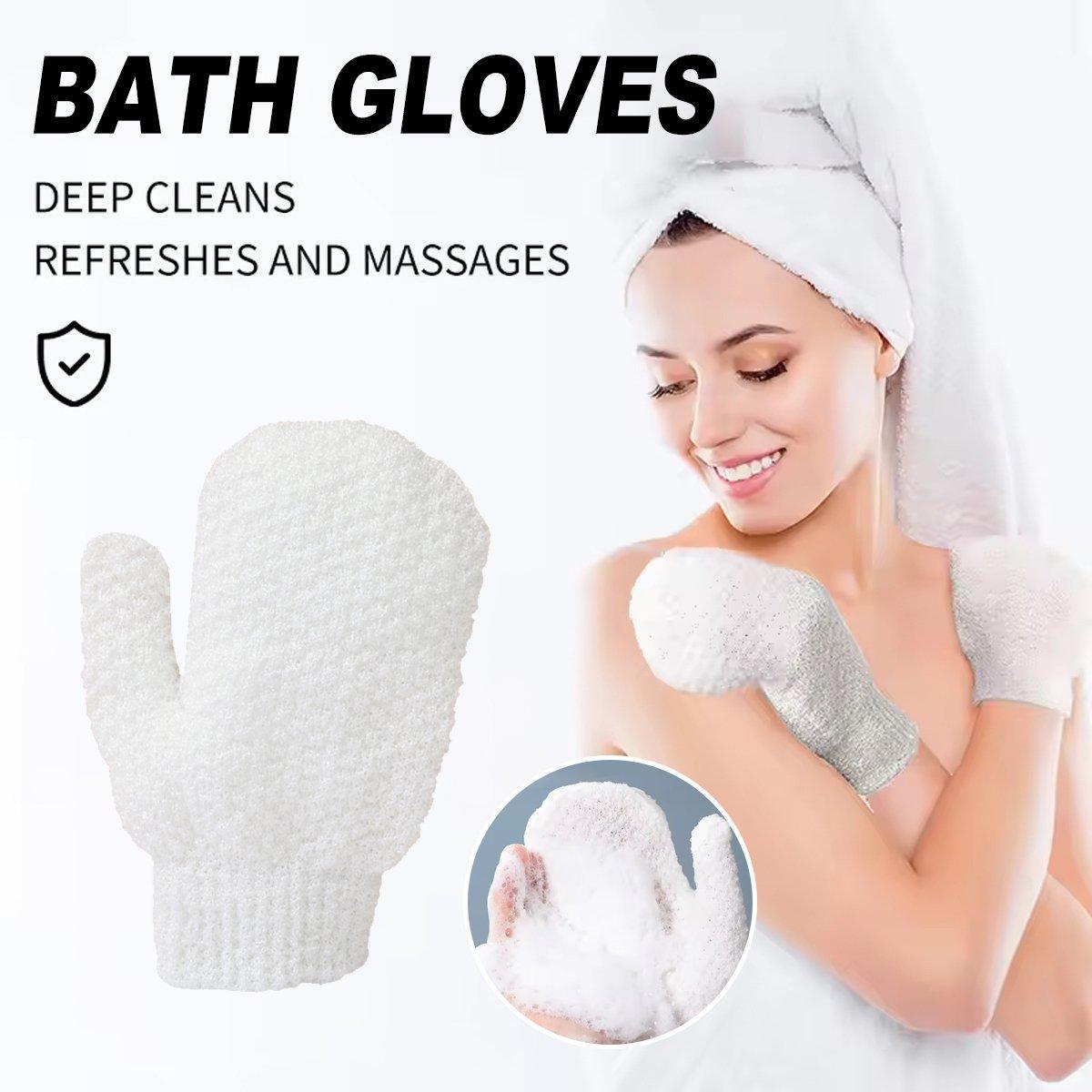 V528-LML-C167-WHITE-463676-202509291545-00 Bath Gloves Exfoliating Scrubbing Mitt Shower Cleaning Body Wash Supplies - Image 1