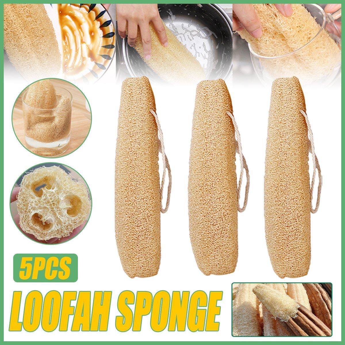 V528-LOOFAH-DISH-TOWEL-5PCS-725967-202509251016-00 Natural Loofah Sponge Kitchen Scrubber for Dishwashing Pot Cleaning 5 Pack - Image 1